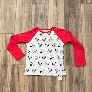 Disney Kids Minnie Mouse Red and White Long Sleeve Tee